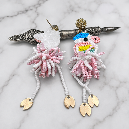 Colorful Beaded Unicorn Drop Earrings - Whimsical Rainbow Statement Jewelry