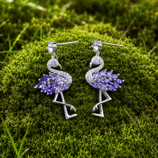 Bohemian Purple Flamingo Earrings