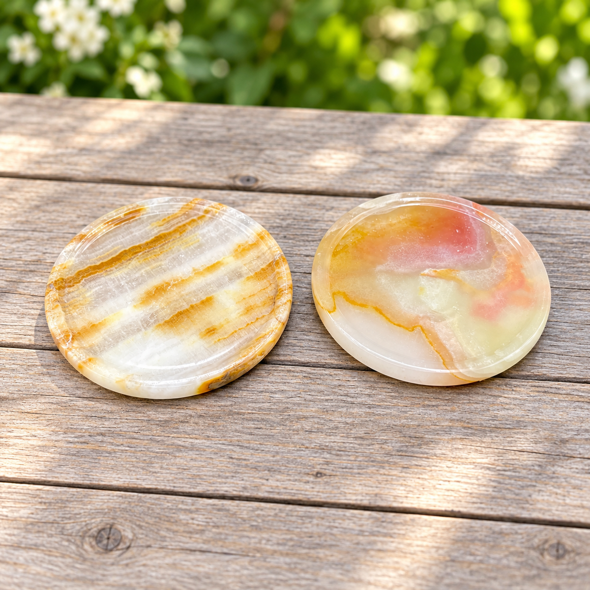 Green Onyx Stone Coaster Set of 6 with Holder