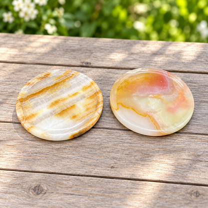 Green Onyx Stone Coaster Set of 6 with Holder