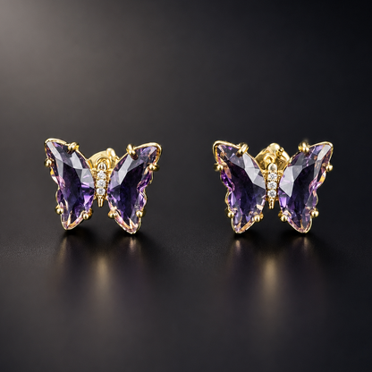 purple butterfly stud earrings