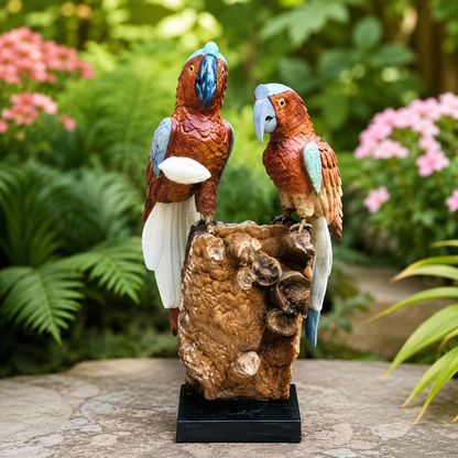 Handcrafted Gemstone Parrot Sculpture