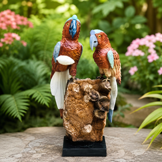 Handcrafted Gemstone Parrot Sculpture