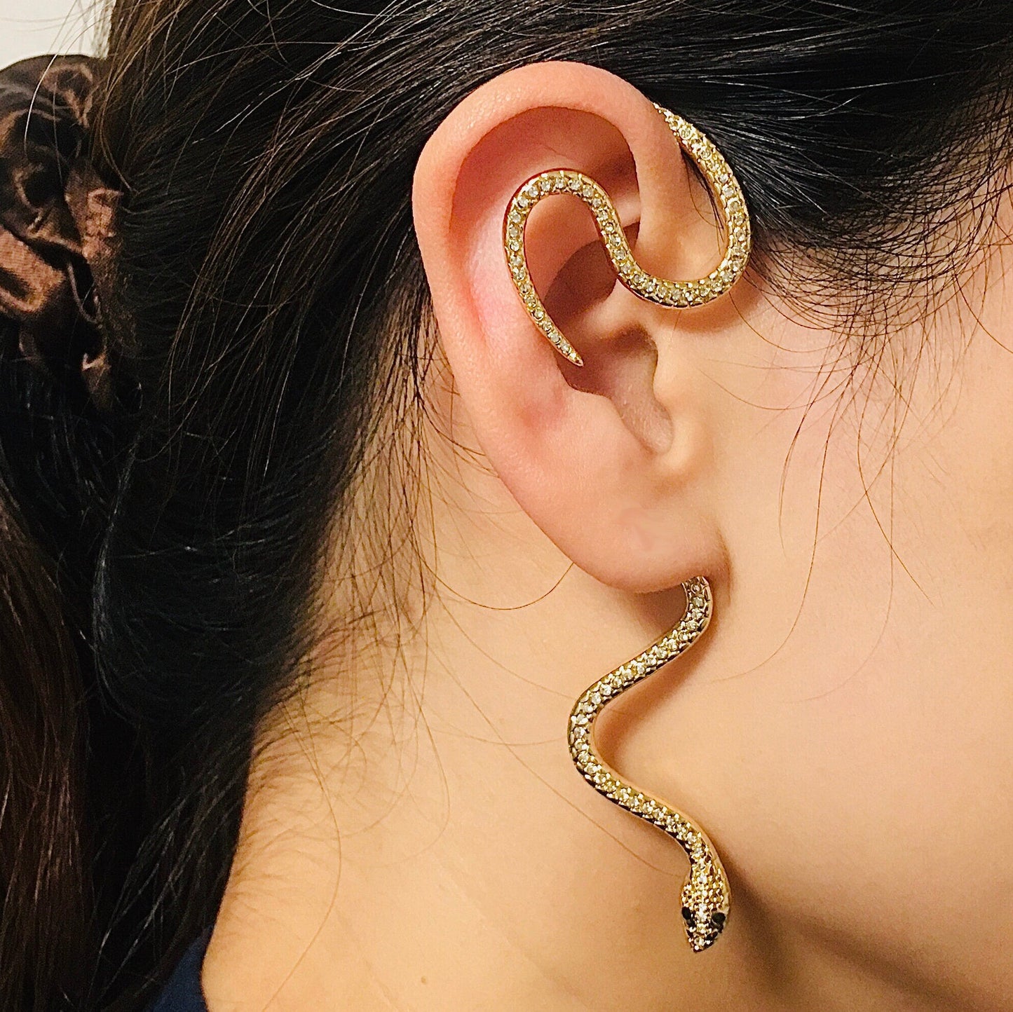 Gold Snake Ear Cuff Wrap – Boho Serpent Ear Wrap Earring, No Piercing Required