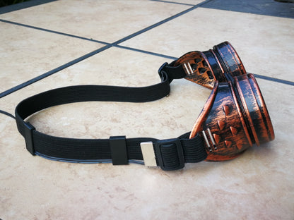 Glowing Steampunk Goggles Handmade | Copper Cyberpunk X-Ray Goggles | Halloween Costume, Cosplay | For Concerts, EDM, Raves, Dance Parties