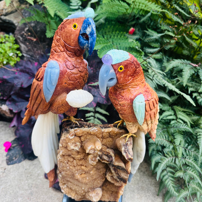 Handcrafted Gemstone Parrot Sculpture | Unique Stone Bird Figurine | Nature-Inspired Home Décor Gift for Bird Lovers & Parents