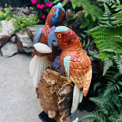 Handcrafted Gemstone Parrot Sculpture | Unique Stone Bird Figurine | Nature-Inspired Home Décor Gift for Bird Lovers & Parents