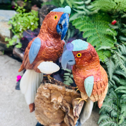 Handcrafted Gemstone Parrot Sculpture | Unique Stone Bird Figurine | Nature-Inspired Home Décor Gift for Bird Lovers & Parents