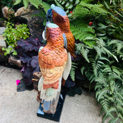 Handcrafted Gemstone Parrot Sculpture | Unique Stone Bird Figurine | Nature-Inspired Home Décor Gift for Bird Lovers & Parents
