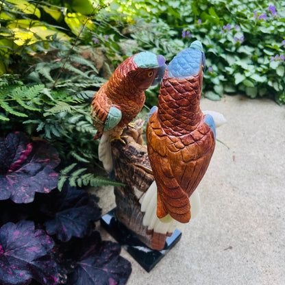 Handcrafted Gemstone Parrot Sculpture | Unique Stone Bird Figurine | Nature-Inspired Home Décor Gift for Bird Lovers & Parents