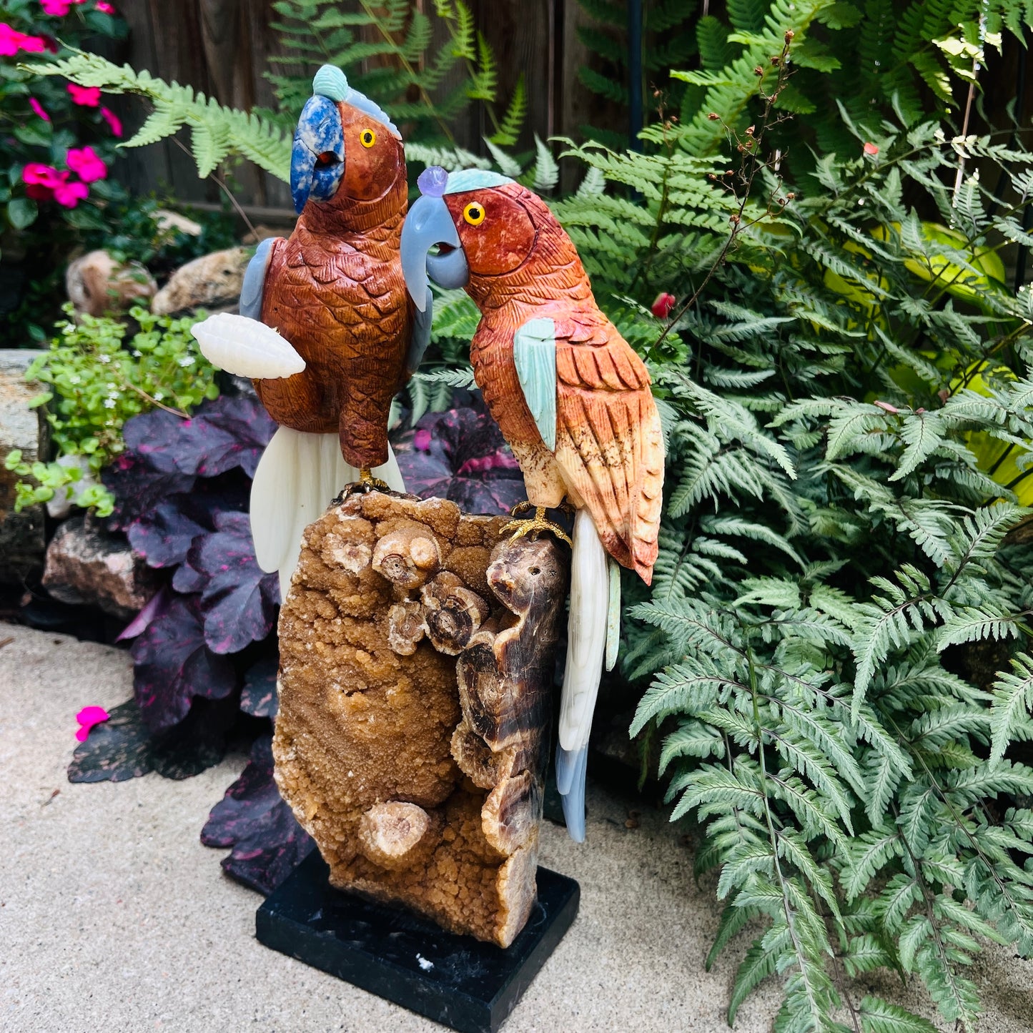 Handcrafted Gemstone Parrot Sculpture | Unique Stone Bird Figurine | Nature-Inspired Home Décor Gift for Bird Lovers & Parents