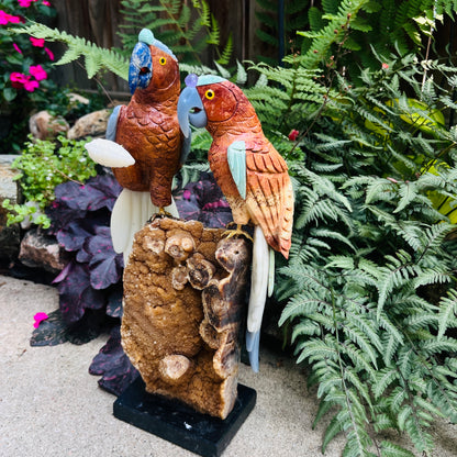 Handcrafted Gemstone Parrot Sculpture | Unique Stone Bird Figurine | Nature-Inspired Home Décor Gift for Bird Lovers & Parents