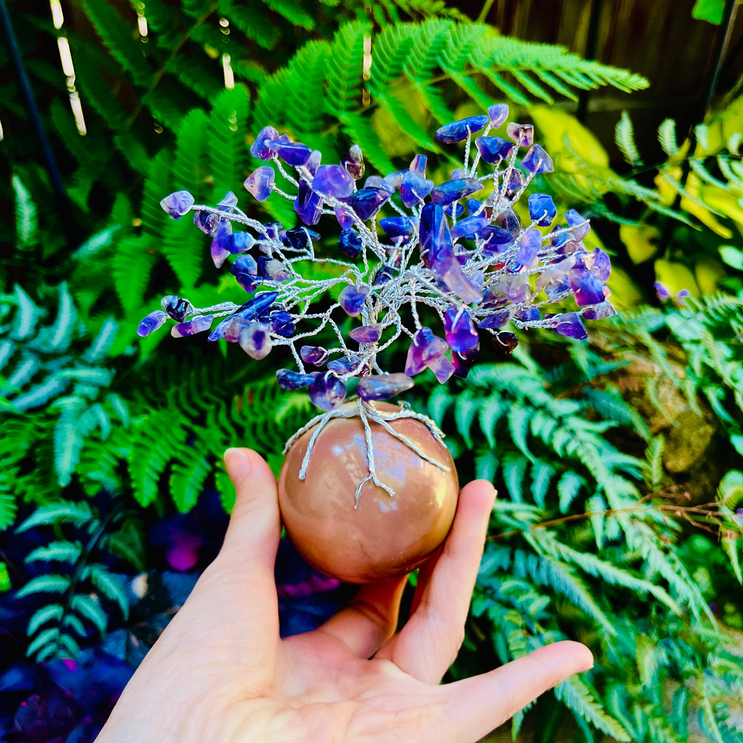 Handmade Amethyst Gem Tree on Polychrome Jasper Life Rock | Unique Gemstone Sculpture, Healing Crystal Home Décor