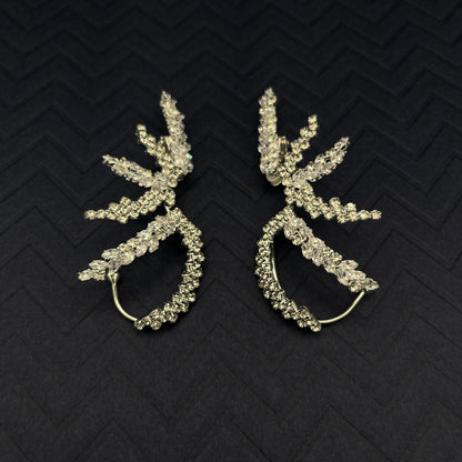 Crystal Snowflake Ear Cuffs– No Piercing Rhinestone Flower Ear Wraps, Boho Jewelry