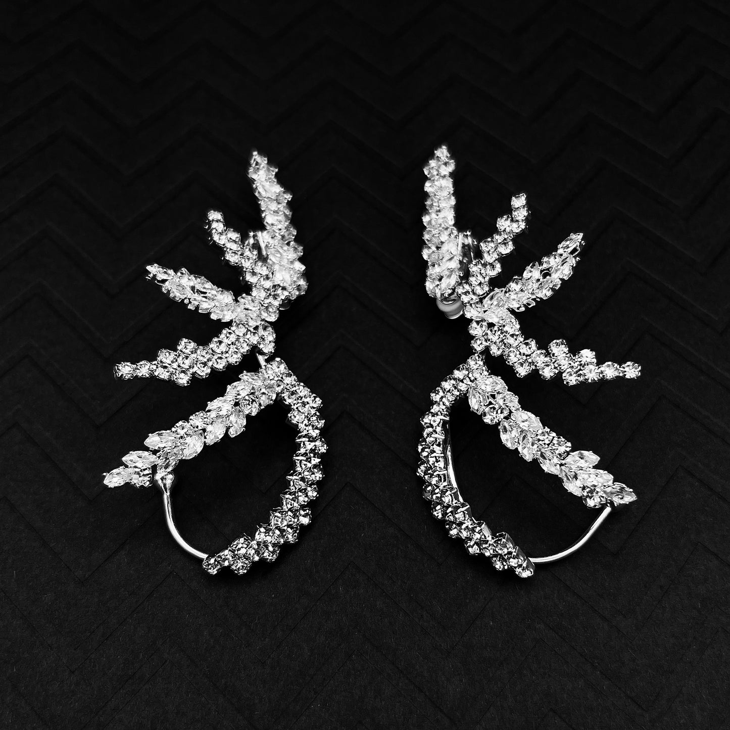 Crystal Snowflake Ear Cuffs– No Piercing Rhinestone Flower Ear Wraps, Boho Jewelry
