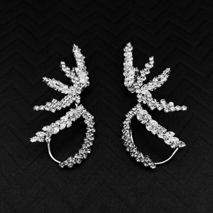 Crystal Snowflake Ear Cuffs– No Piercing Rhinestone Flower Ear Wraps, Boho Jewelry
