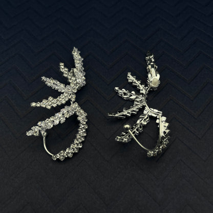 Crystal Snowflake Ear Cuffs– No Piercing Rhinestone Flower Ear Wraps, Boho Jewelry