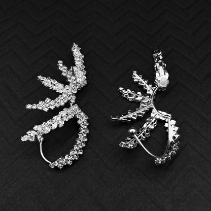 Crystal Snowflake Ear Cuffs– No Piercing Rhinestone Flower Ear Wraps, Boho Jewelry