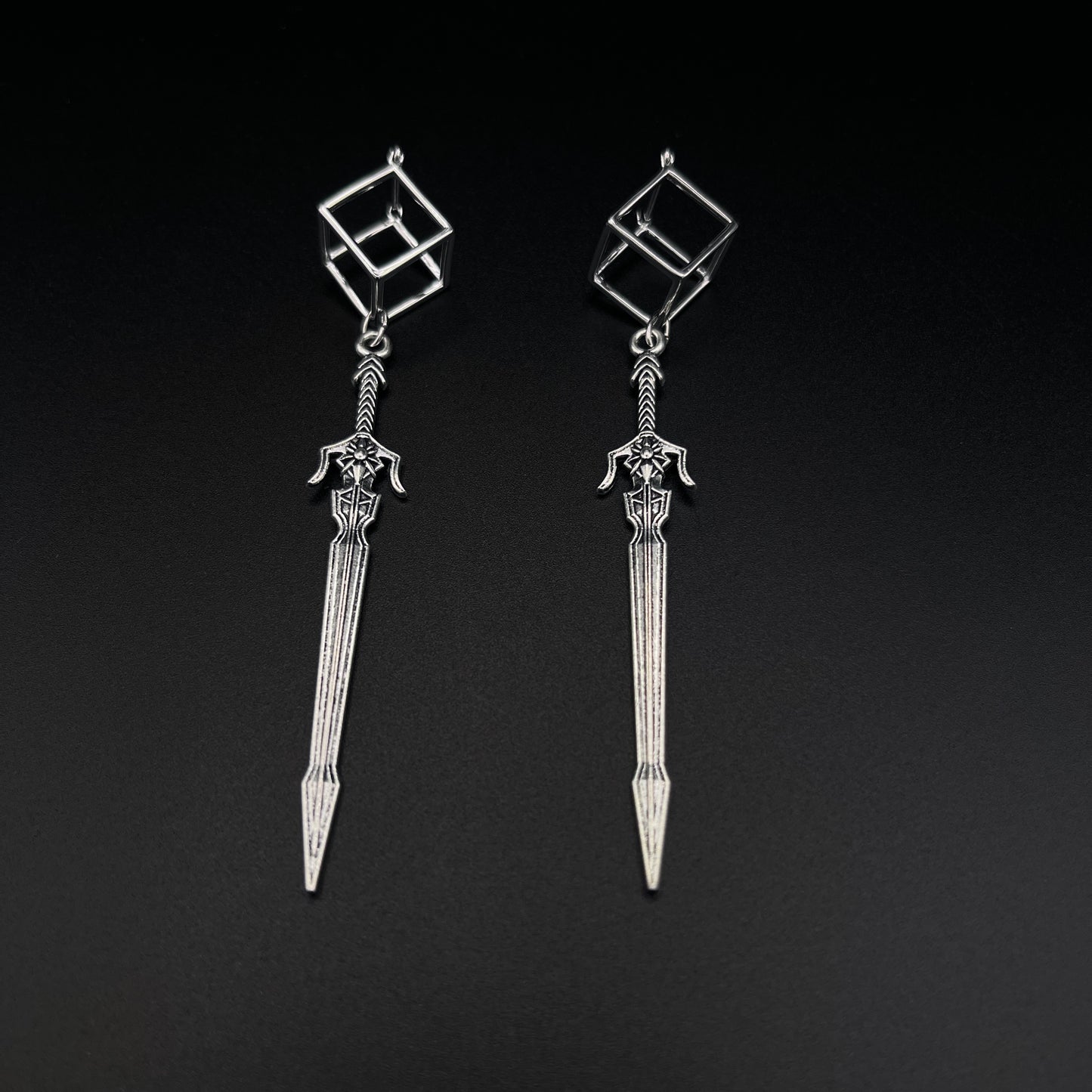 Silver Sword Dangle Earrings – Fencing-Inspired Boho Statement Jewelry