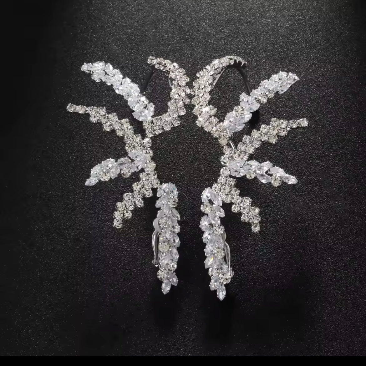Crystal Snowflake Ear Cuffs– No Piercing Rhinestone Flower Ear Wraps, Boho Jewelry