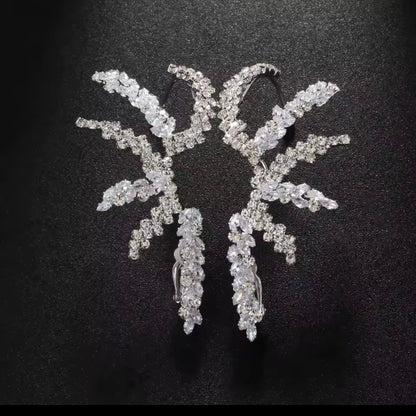 Crystal Snowflake Ear Cuffs– No Piercing Rhinestone Flower Ear Wraps, Boho Jewelry