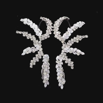Crystal Snowflake Ear Cuffs– No Piercing Rhinestone Flower Ear Wraps, Boho Jewelry