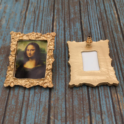 Golden-framed Mona Lisa Oil Painting Earrings, Renaissance Baroque Victorian Jewelry