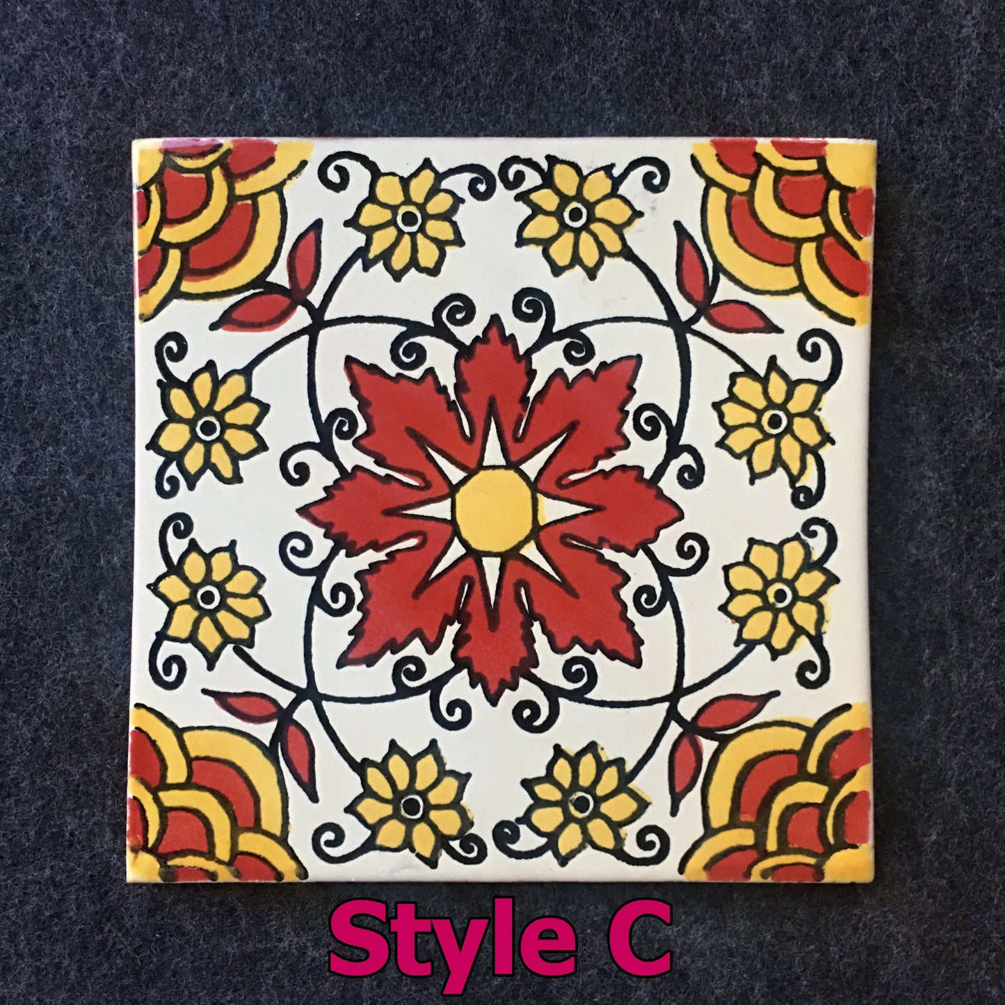 Hand-Painted Talavera Mexican Tile Coaster Trivet | 6x6 Inch Colorful Ceramic Coaster, Ideal for Outdoor & Nature Lovers