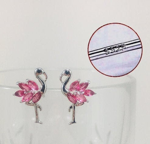 Minimalist Pink Flamingo Earrings: Sterling Silver Avian Jewelry | Natural Boho Style Accessories