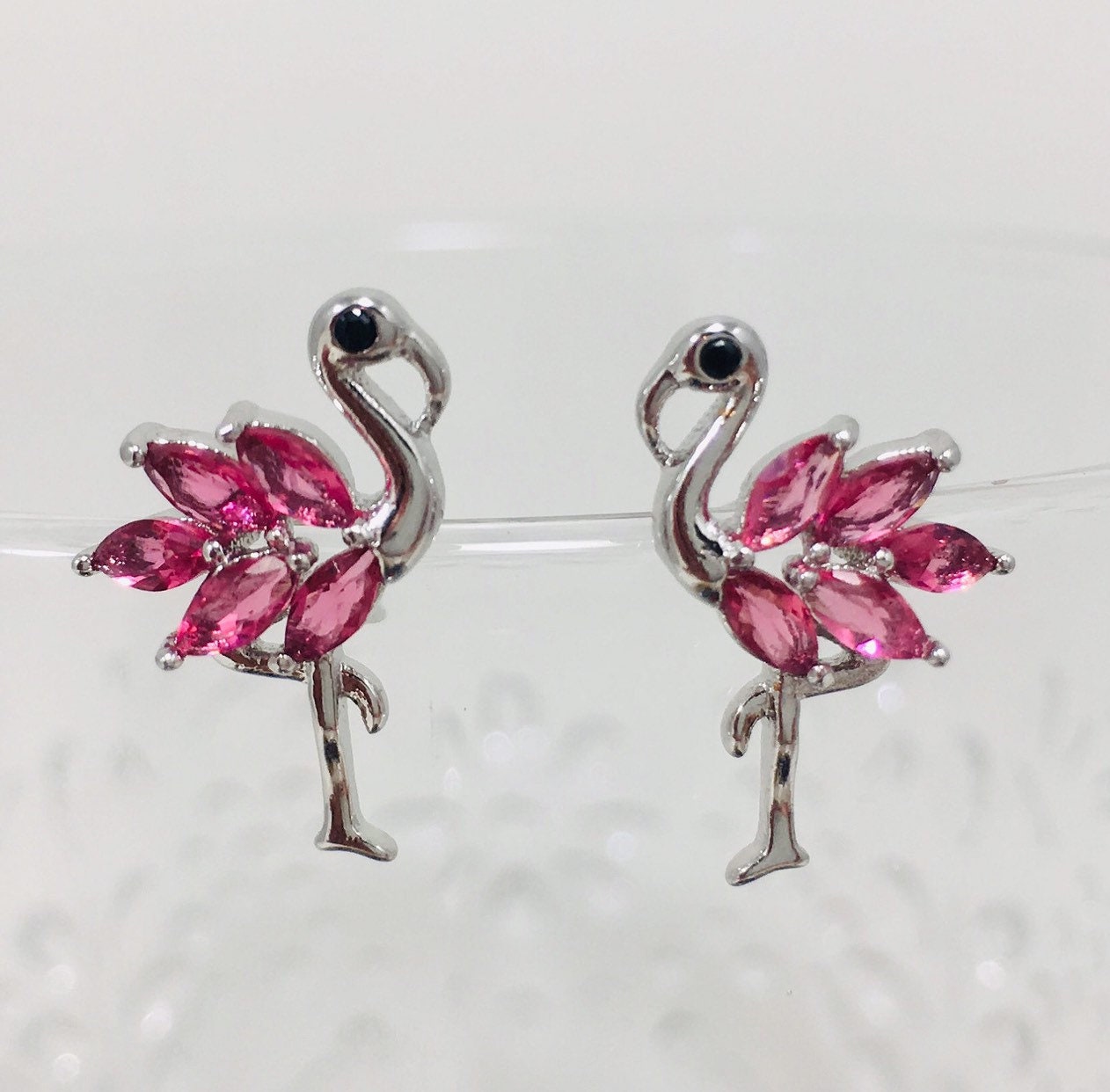 Minimalist Pink Flamingo Earrings: Sterling Silver Avian Jewelry | Natural Boho Style Accessories