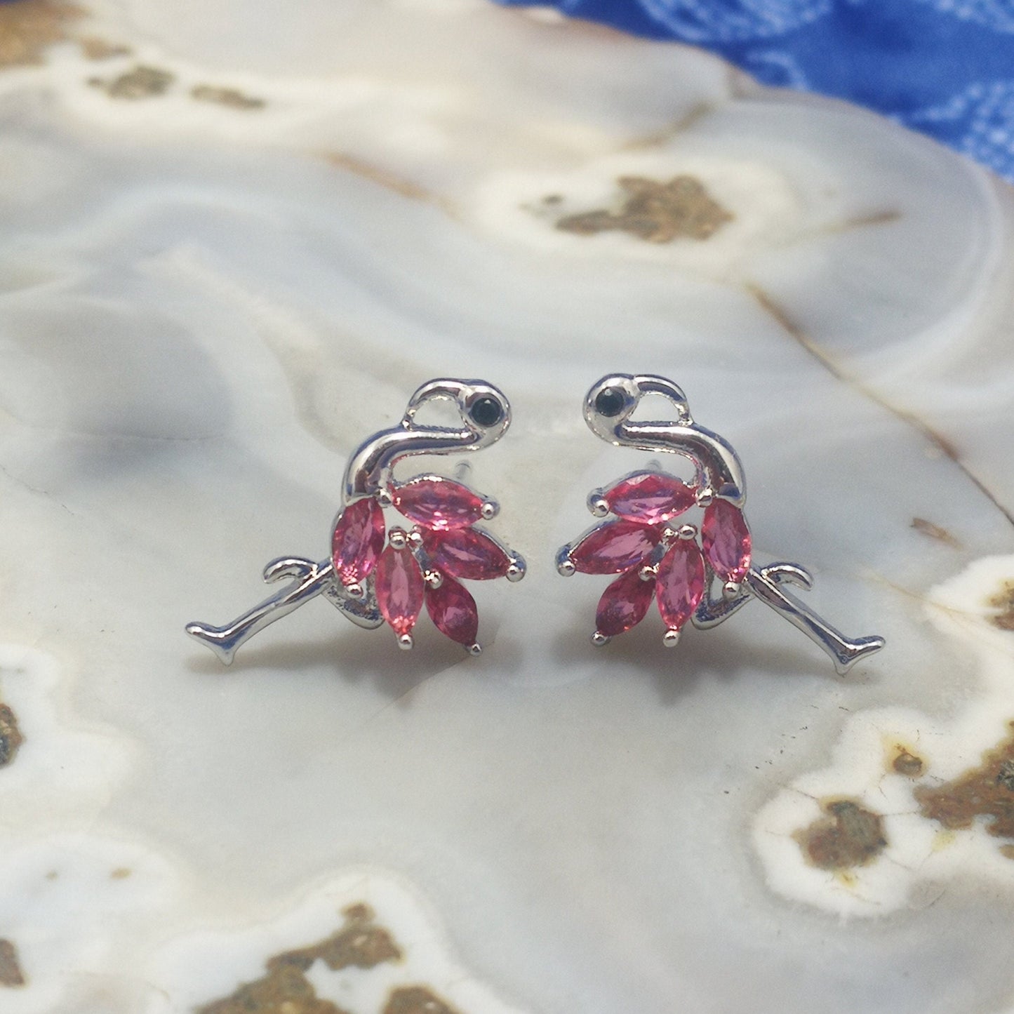 Minimalist Pink Flamingo Earrings: Sterling Silver Avian Jewelry | Natural Boho Style Accessories