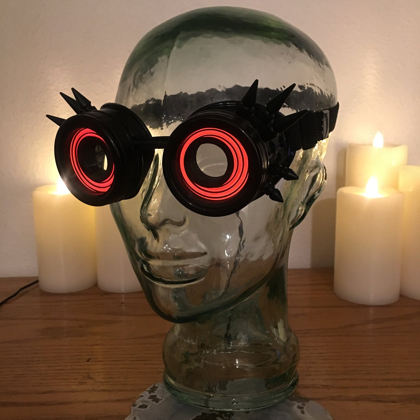 Light-Up Cyberpunk Goggles / Black Spikey Steampunk X-Ray Goggles / For Cosplay or Halloween / EDM, Rave, Dances, Concerts, Parties