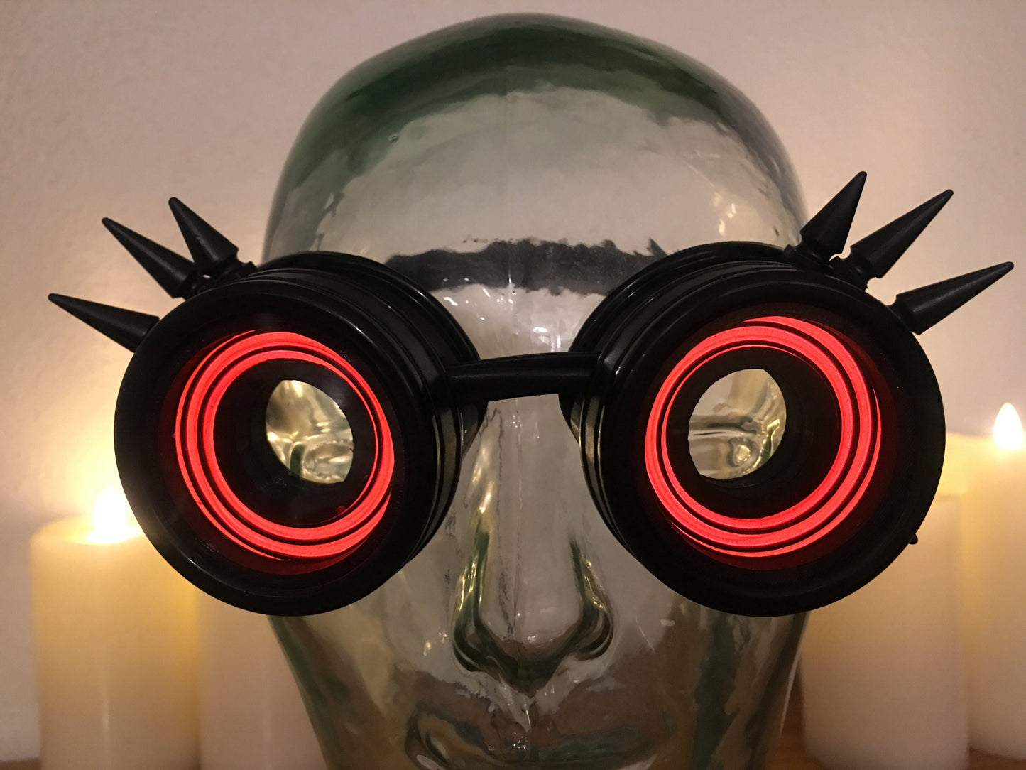 Light-Up Cyberpunk Goggles / Black Spikey Steampunk X-Ray Goggles / For Cosplay or Halloween / EDM, Rave, Dances, Concerts, Parties