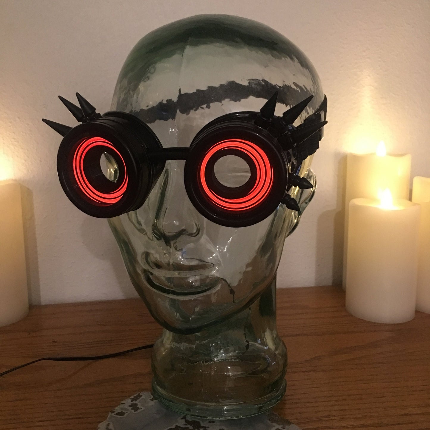 Light-Up Cyberpunk Goggles / Black Spikey Steampunk X-Ray Goggles / For Cosplay or Halloween / EDM, Rave, Dances, Concerts, Parties