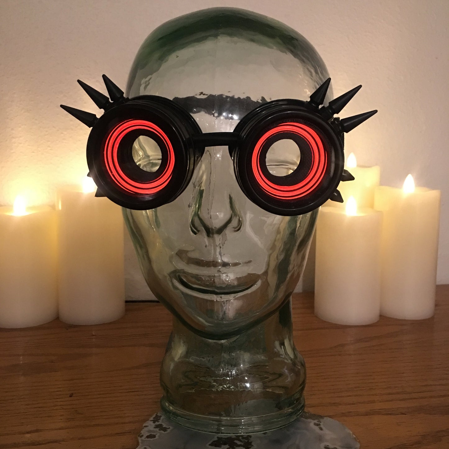 Light-Up Cyberpunk Goggles / Black Spikey Steampunk X-Ray Goggles / For Cosplay or Halloween / EDM, Rave, Dances, Concerts, Parties