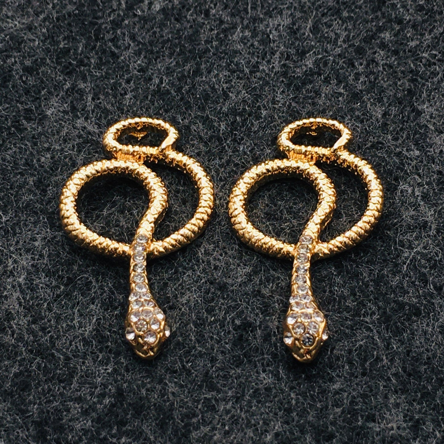 Victorian Style Gothic Gold-Toned Snake Drop Earrings - Serpentine Statement Jewelry with Crystal Diamonds | Gift for Your Best Friend