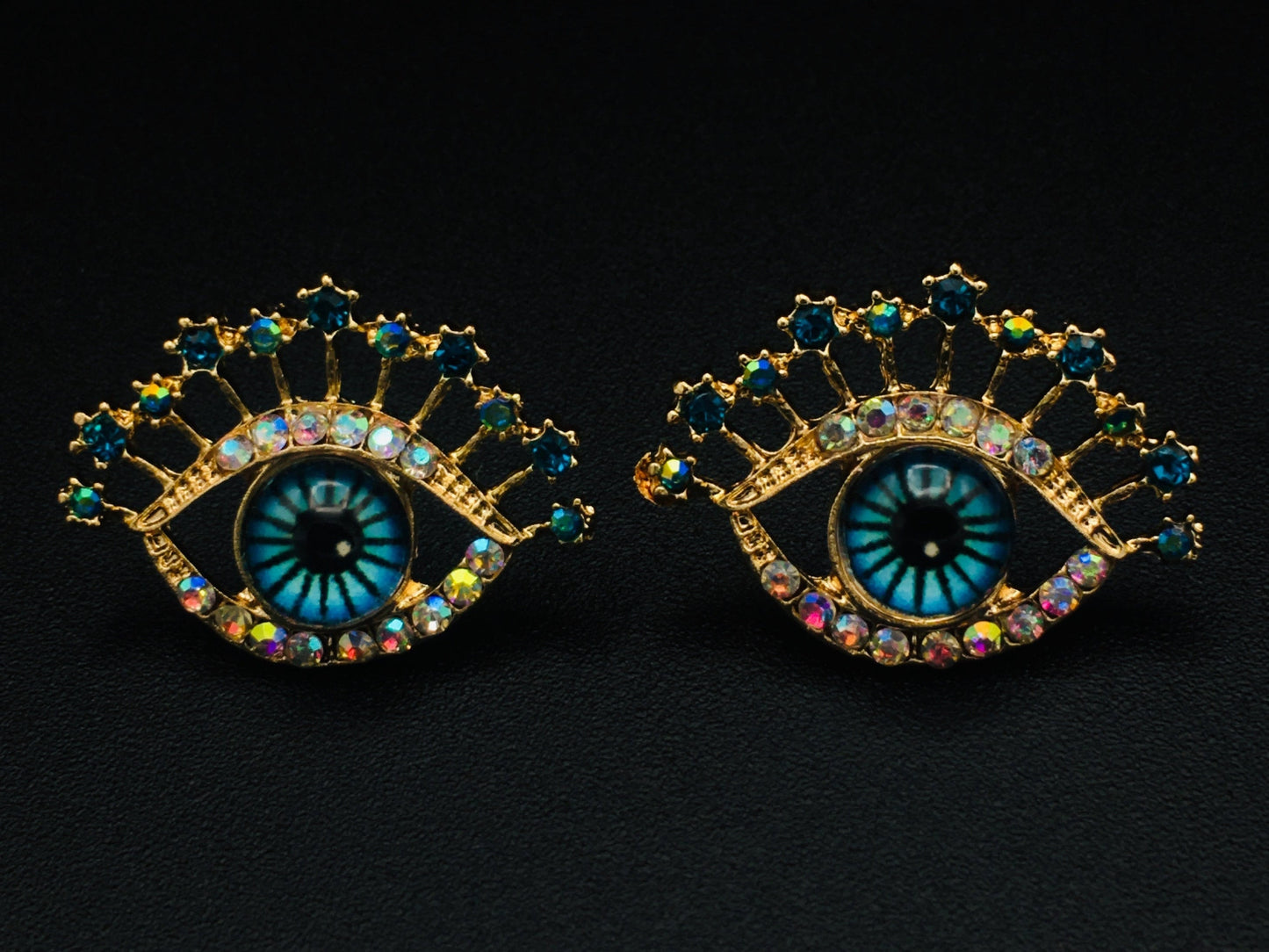 Sapphire Evil Eye Stud Earrings: Chic Boho Minimalist Jewelry for Bridal & Party Looks