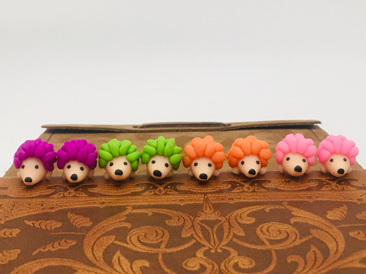 Quirky Clay Hedgehog Stud Earrings - Handcrafted Funky Animal Jewelry for Women, Boho Style Statement Pieces | Perfect Minimalist Gift