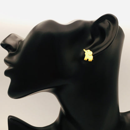 Minimalist Gold Elephant Stud Earrings: Charming Animal-Inspired Jewelry