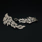 Gothic Silver Angel Wing Feather Crystal Earrings | Eagle Feather Dangle Jewelry