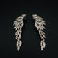 Gothic Silver Angel Wing Feather Crystal Earrings | Eagle Feather Dangle Jewelry