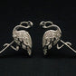 Silver Flamingo Bird Stud Earrings | Diamond Tropical Bird Studs | Crane, Heron Art Jewelry