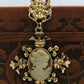 Victorian Baroque Earrings with Female Portrait and Eagle Crest / Gold Italian Renaissance Vintage Golden Earrings / Dangle Earrings