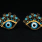 Victorian-Style Blue Evil Eye Stud Earrings | Minimalist Bohemian Jewelry
