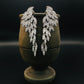 Gothic Silver Angel Wing Feather Crystal Earrings | Eagle Feather Dangle Jewelry