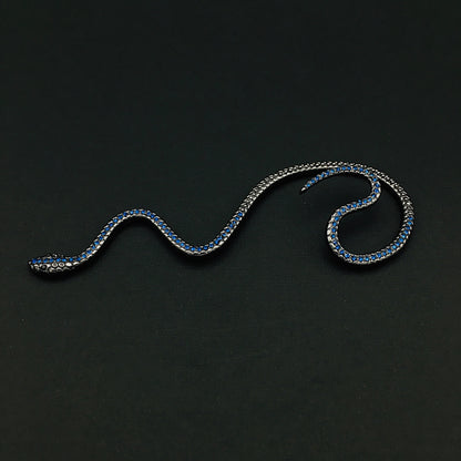 Vintage Silver and Blue Snake Ear Wrap | Bohemian Serpent Ear Cuff | Dragon Ear Wrap for Left or Right Ear | No Piercing Needed
