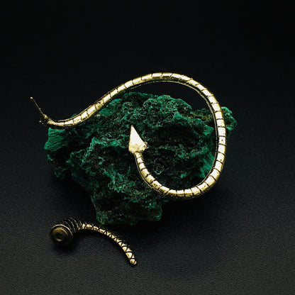 Vintage Snake Ear Wrap: Gold and Silver-Toned Viper Ear Cuff for Gothic Cosplay