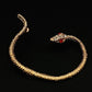 Asymmetrical Gothic Gold-Toned Snake Ear Cuff with Ruby-Eyed Serpent Head Stud | Unique Ear Wrap | Renaissance Fair Lucky Jewelry