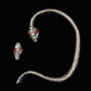 Asymmetrical Gothic Gold-Toned Snake Ear Cuff with Ruby-Eyed Serpent Head Stud | Unique Ear Wrap | Renaissance Fair Lucky Jewelry