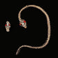 Asymmetrical Gothic Gold-Toned Snake Ear Cuff with Ruby-Eyed Serpent Head Stud | Unique Ear Wrap | Renaissance Fair Lucky Jewelry